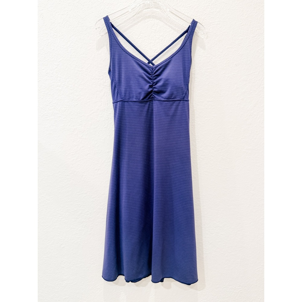 prAna Rebecca Dress S Indigo Blue Strappy Back Shelf Bra Athleisure Sporty